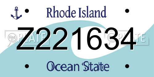 Z221634 Rhode Island License Plate