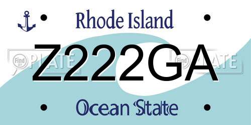 Z222GA Rhode Island License Plate
