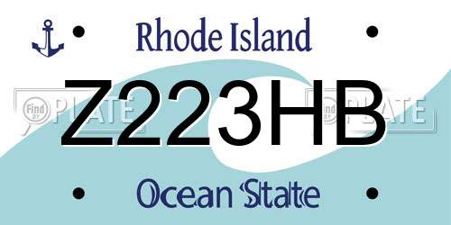 Z223HB Rhode Island License Plate