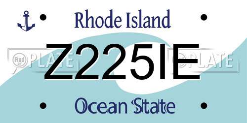 Z225IE Rhode Island License Plate