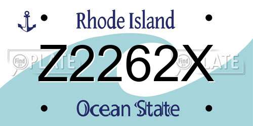 Z2262X Rhode Island License Plate