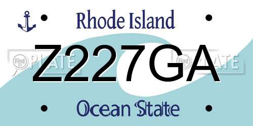 Z227GA Rhode Island License Plate