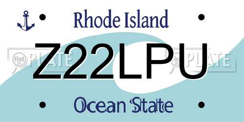 Z22LPU Rhode Island License Plate