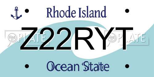Z22RYT Rhode Island License Plate