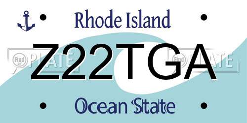 Z22TGA Rhode Island License Plate