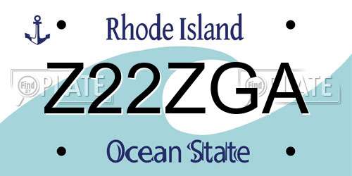 Z22ZGA Rhode Island License Plate