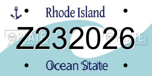 Z232026 Rhode Island License Plate