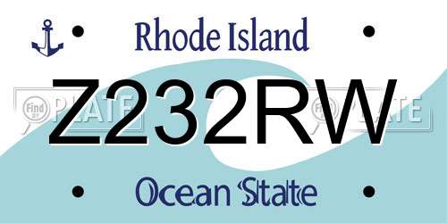 Z232RW Rhode Island License Plate