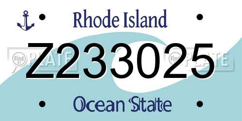 Z233025 Rhode Island License Plate