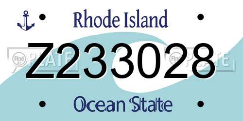 Z233028 Rhode Island License Plate