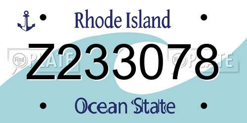 Z233078 Rhode Island License Plate