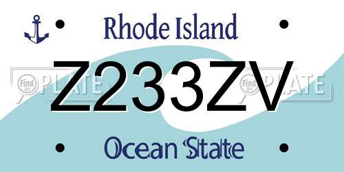 Z233ZV Rhode Island License Plate