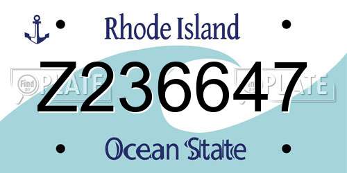Z236647 Rhode Island License Plate