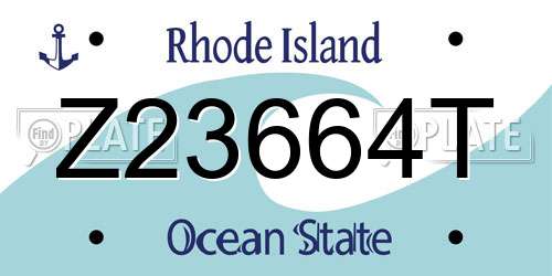 Z23664T Rhode Island License Plate