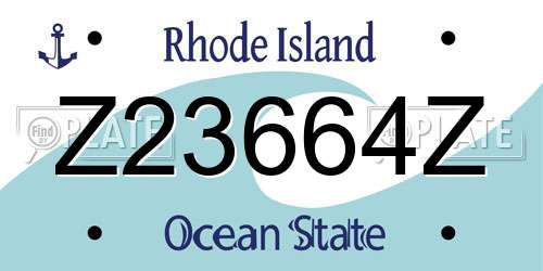 Z23664Z Rhode Island License Plate