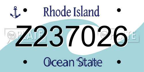Z237026 Rhode Island License Plate