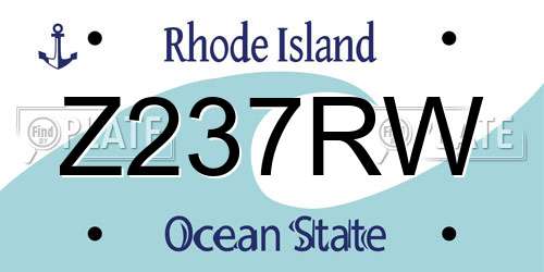 Z237RW Rhode Island License Plate