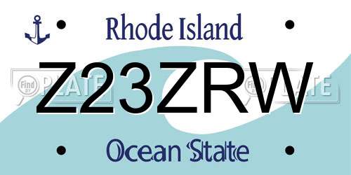 Z23ZRW Rhode Island License Plate