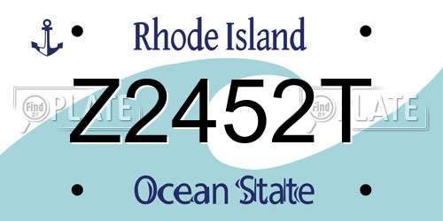 Z2452T Rhode Island License Plate