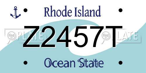 Z2457T Rhode Island License Plate