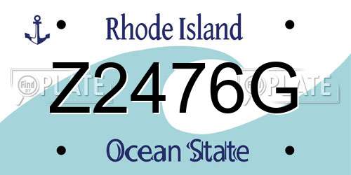 Z2476G Rhode Island License Plate