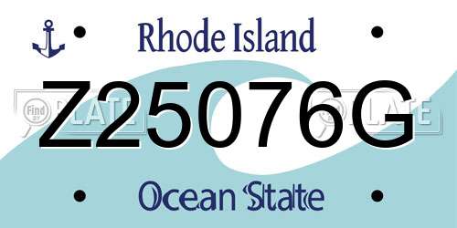 Z25076G Rhode Island License Plate