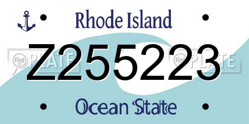Z255223 Rhode Island License Plate
