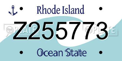 Z255773 Rhode Island License Plate