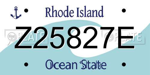 Z25827E Rhode Island License Plate