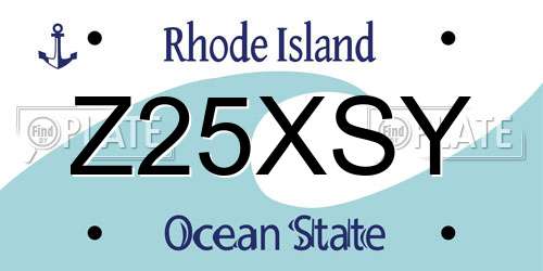 Z25XSY Rhode Island License Plate