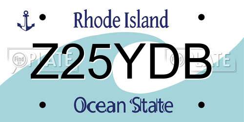 Z25YDB Rhode Island License Plate