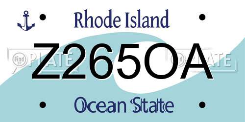 Z265OA Rhode Island License Plate
