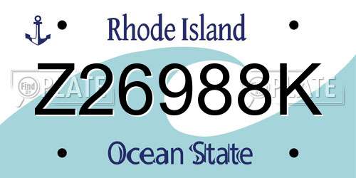 Z26988K Rhode Island License Plate