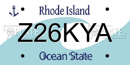 Z26KYA Rhode Island License Plate