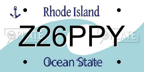 Z26PPY Rhode Island License Plate