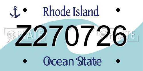 Z270726 Rhode Island License Plate