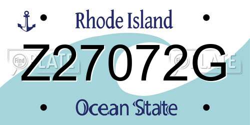 Z27072G Rhode Island License Plate