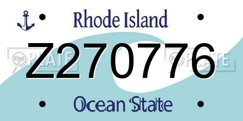 Z270776 Rhode Island License Plate