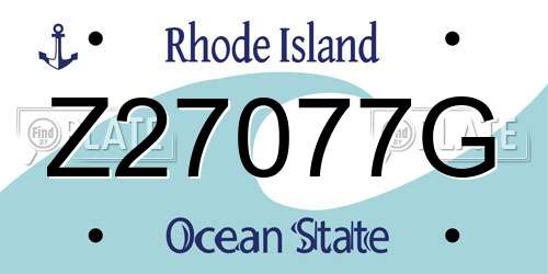 Z27077G Rhode Island License Plate