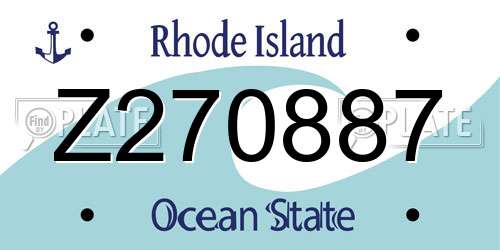 Z270887 Rhode Island License Plate