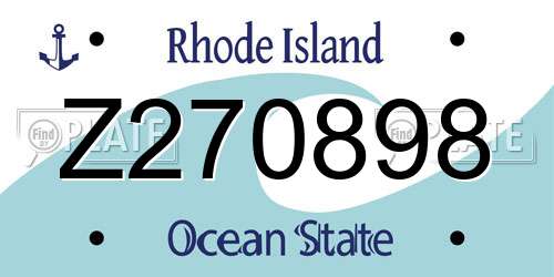 Z270898 Rhode Island License Plate