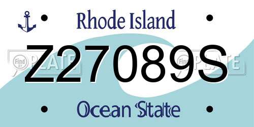 Z27089S Rhode Island License Plate
