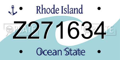 Z271634 Rhode Island License Plate