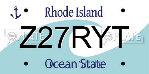 Z27RYT Rhode Island License Plate