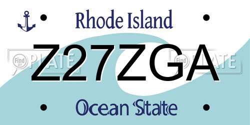 Z27ZGA Rhode Island License Plate