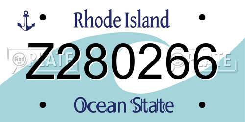 Z280266 Rhode Island License Plate
