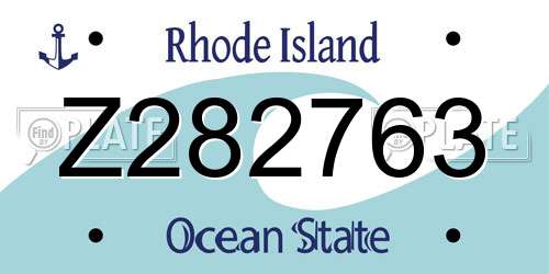 Z282763 Rhode Island License Plate