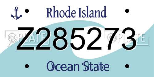 Z285273 Rhode Island License Plate