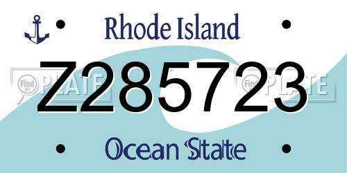 Z285723 Rhode Island License Plate