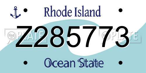 Z285773 Rhode Island License Plate